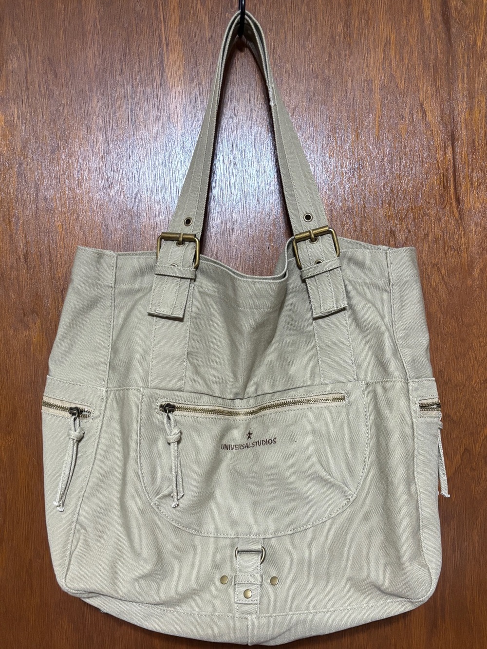 Universal Studios Beige Canvas Tote Bag with Front Pocket